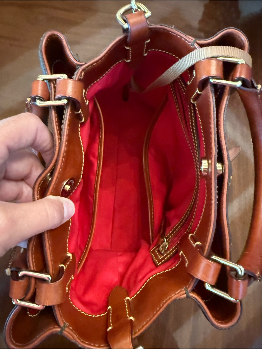 Dooney & Bourke Black and Brown Signature Logo Shoulder Bag - Picture 5 of 8